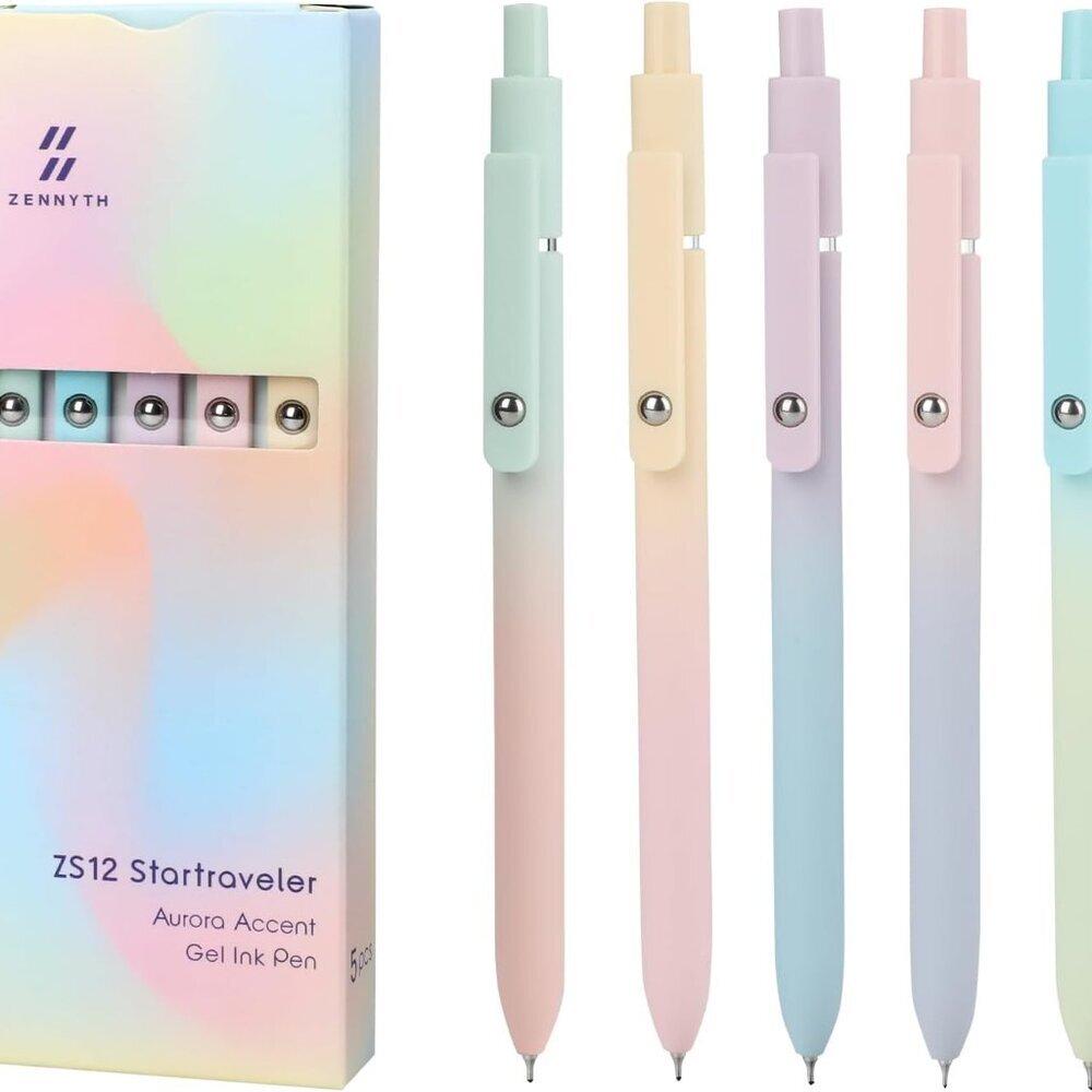 Gel Pens, 5 Pcs 0.7mm Quick Dry Black Ink Pens Fine Point Smooth Writing Pens, C